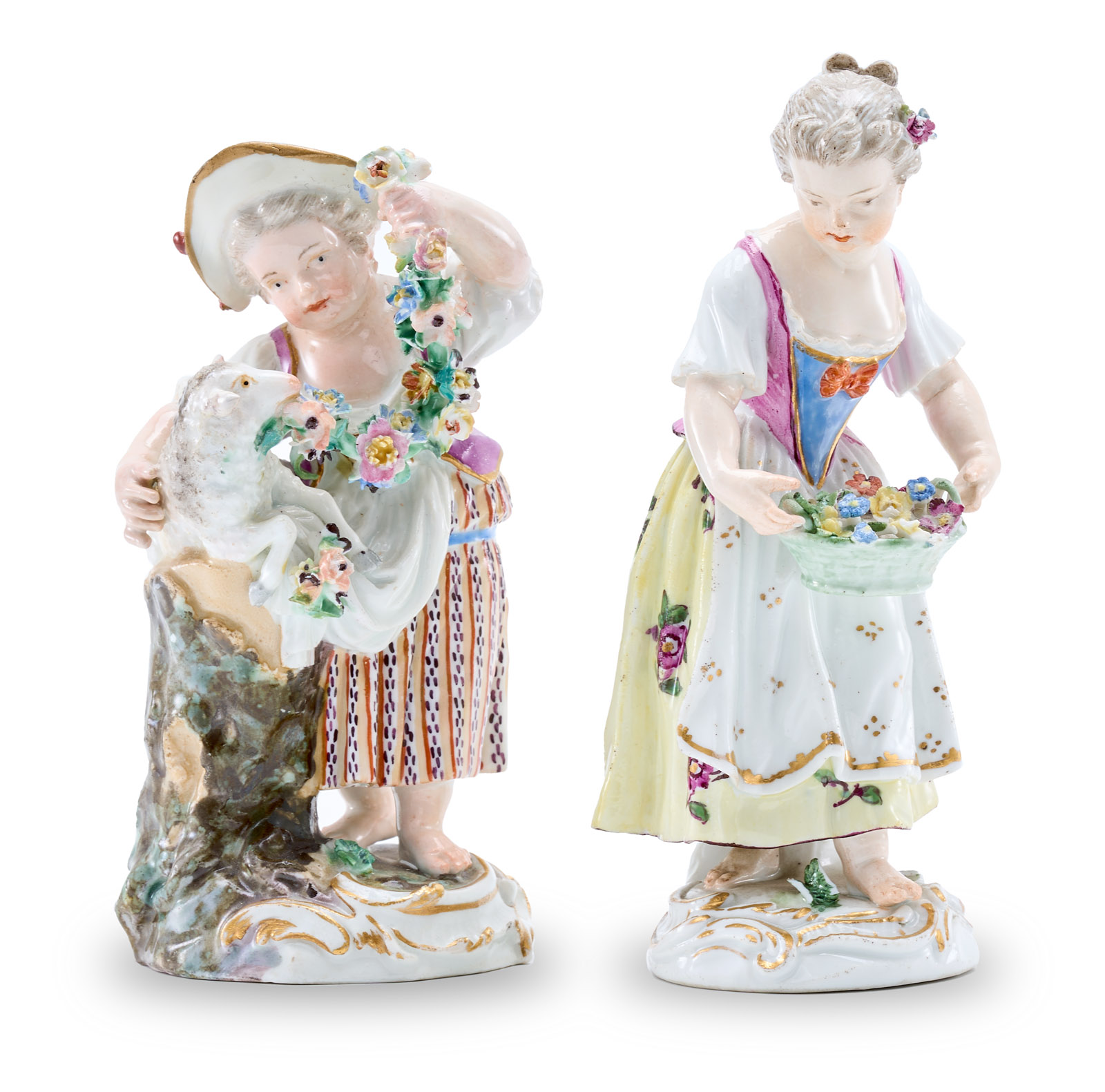 216/421 Satz von 2 Gärtnerkindern, Meissen um 1760.