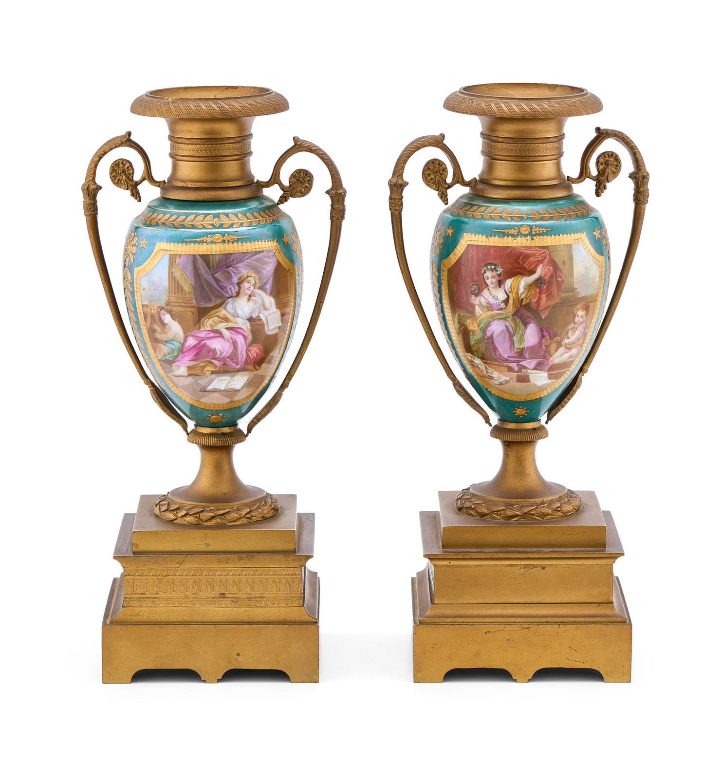 216/436 Paar Henkelvasen, Empire-Stil, wohl Frankreich um 1900.