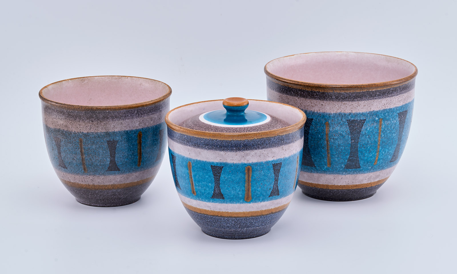 216/280 Satz von 2 Cachepots mit Dose, Wächtersbach um 1960. – Bild 2