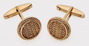 216/833 Paar runde Manschettenknöpfe m. Flechtmuster