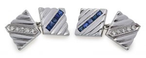 216/830 Paar Manschettenknöpfe m. Saphiren u. Diamanten