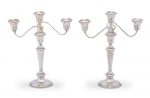 216/639 Paar 3-flamm. Leuchter, Amerika Mitte 20. Jh.