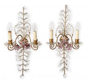 216/39 Paar Wandlampen, Entw. Oswald Haerdtl für Fa. Lobmeyr, Österreich 1950er Jahre.