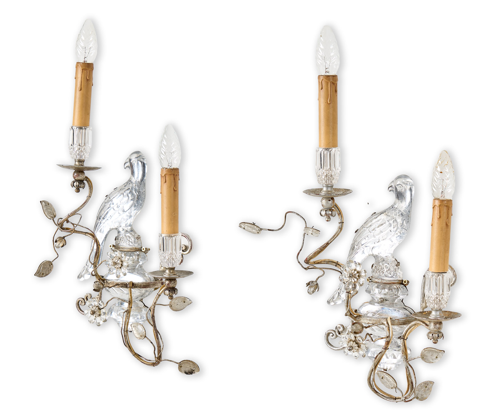 216/35 Paar Wandleuchten in Papageien-Form, Maison Bagues, Frankreich Mitte 20. Jh. – Bild 2