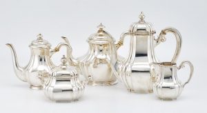 216/522 5-tlg. Kaffee-/ Tee-Kernstück, Kopenhagen um 1925.