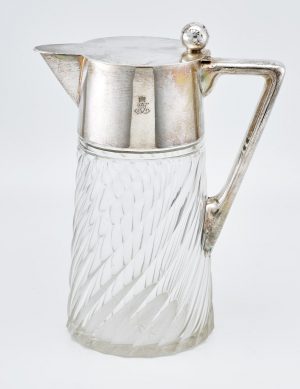 216/616 Gr. Karaffe mit Silbermontierung, Wilkens Anf. 20. Jh.