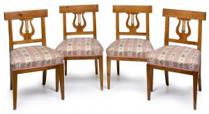 218/552 Satz v. 4 Biedermeier-Stühlen, süddt. um 1820-25