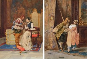 217/327 Sign. V. Colombo Figuren/Historienmaler um 1900