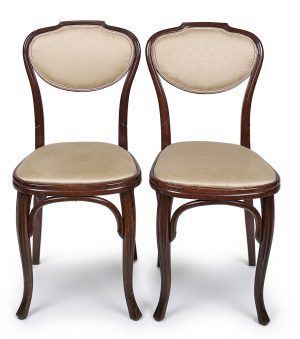 218/592 Satz v. 2 Jugendstil-Stühlen, wohl Thonet um 1900
