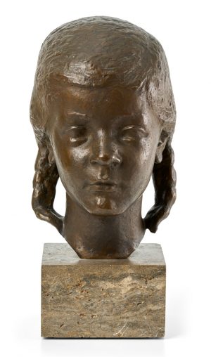 218/418 Bronze Hermann Scheuernstuhl zugeschr.: Mädchenkopf, um 1930.