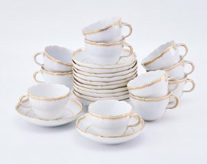 218/716 Satz von 11 Kaffeetassen mit UT, Meissen Pfeifferzeit (1924-´34).