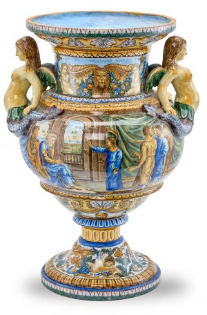 218/748 Gr. Kratervase, Renaissance-Stil, Urbino wohl 19. Jh.