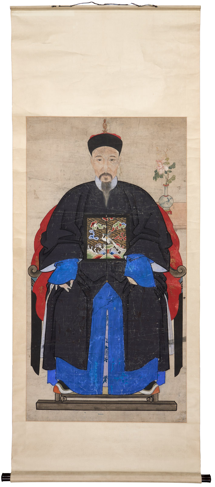 218/1068 Gr. Rollbild mit Portrait, China wohl Ende 19. Jh.