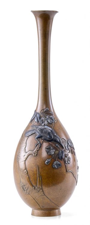 219/1064 Solifleur-Vase "Vogel auf Zweig", Meji, Japan um 1900.