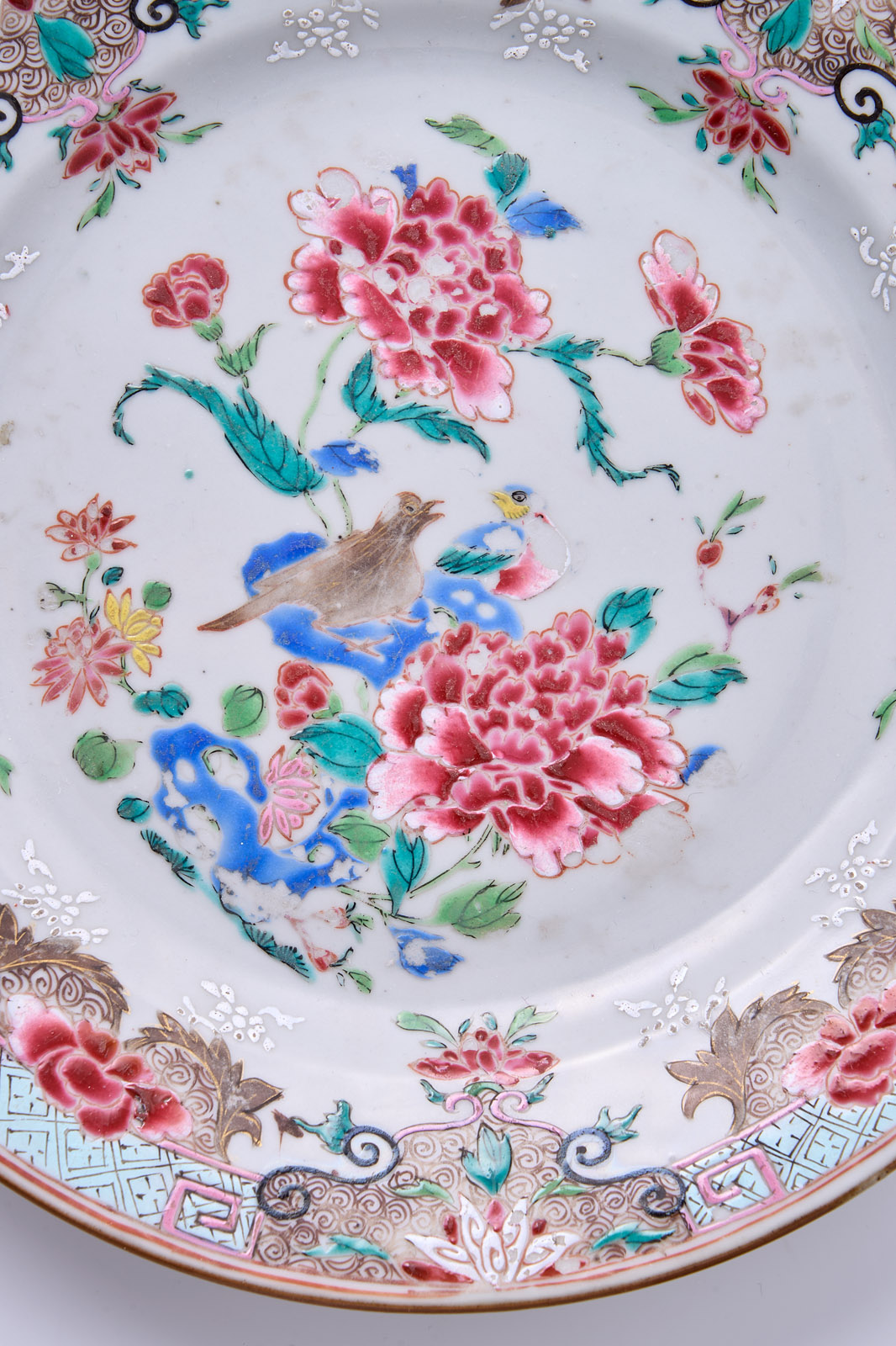 219/1076 Paar Teller "Vögel und Blüten", China wohl 18. Jh. – Bild 2