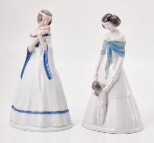 219/634 Paar Figuren "Rosenmädchen" und "Liebeszauber", Rosenthal um 1920.