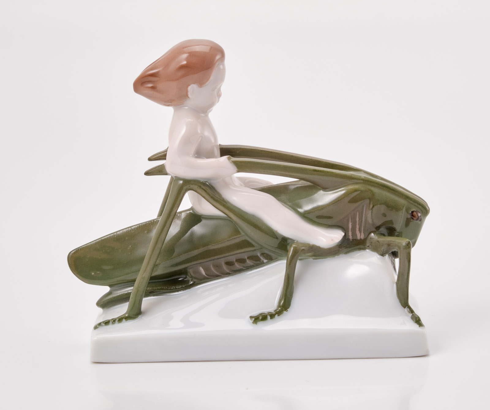 219/725 "Sommerritt"/ Putto auf Heuschrecke, Jugendstil, Rosenthal um 1910. – Bild 4