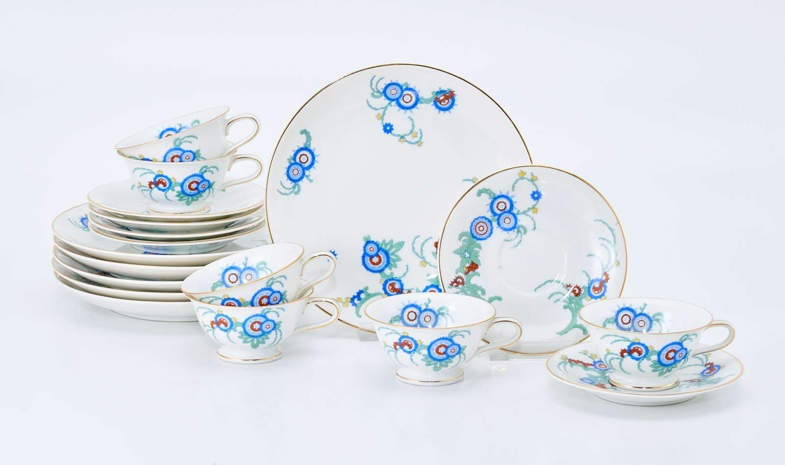 219/659 Satz von 6 Mokka-Gedecken, Art Deco, Rosenthal 1926/ ´27.