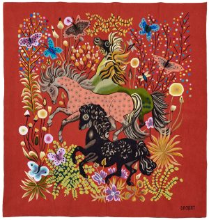 219/437 Tapisserie "La Chasse aux Papillons", Don Robert, wohl um 1970