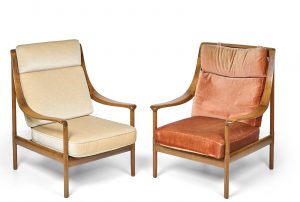 219/449 Paar gr. Armlehnsessel im Dänischen Stil, wohl Walter Knoll 1960-70er Jahre